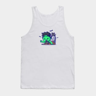 Cute Zombie Frankenstein From The Grave Cartoon Tank Top